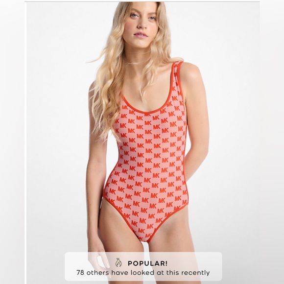 MICHAEL KORS OUTLET .Logo Scoopback Swimsuit new - Picture 1 of 8